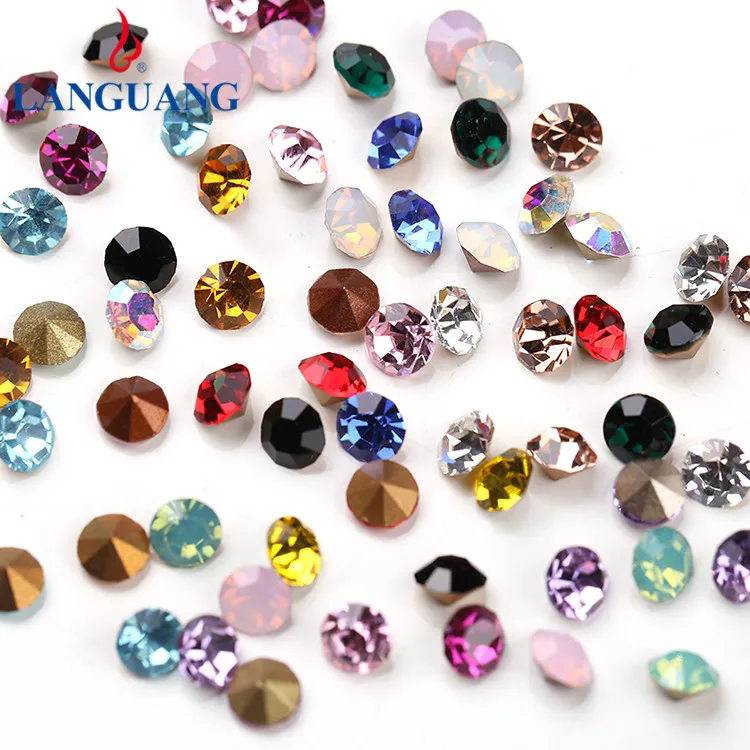

LanGuang manufacturer hot sale SS4-SS38 pointed back rhinestone glass color rhinestone clothing accessories