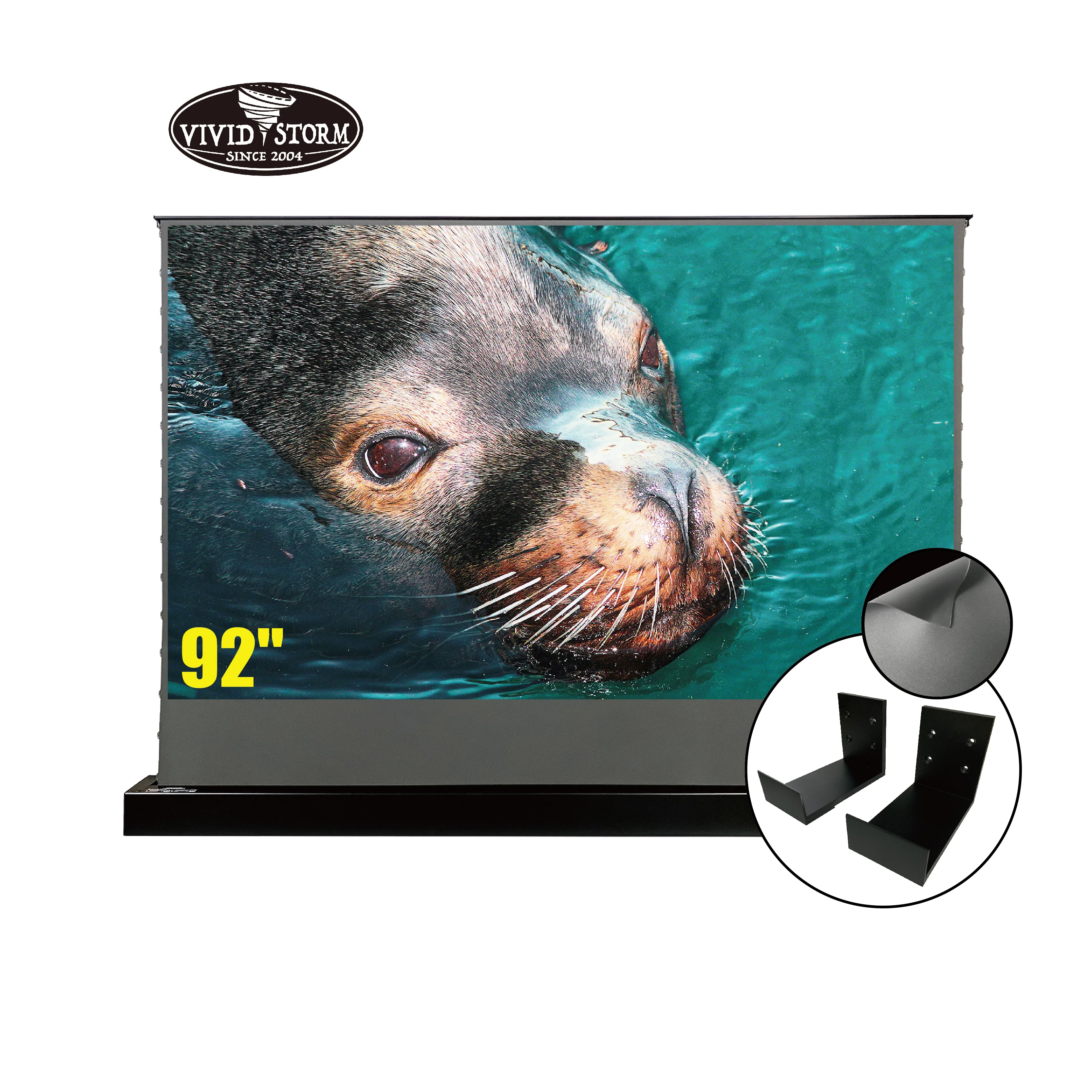 

VIVIDSTORM 92inch S self-rising screen portable Indoor Screen with Stand obsidian 08 long focus HD Black Crystal with wall mount