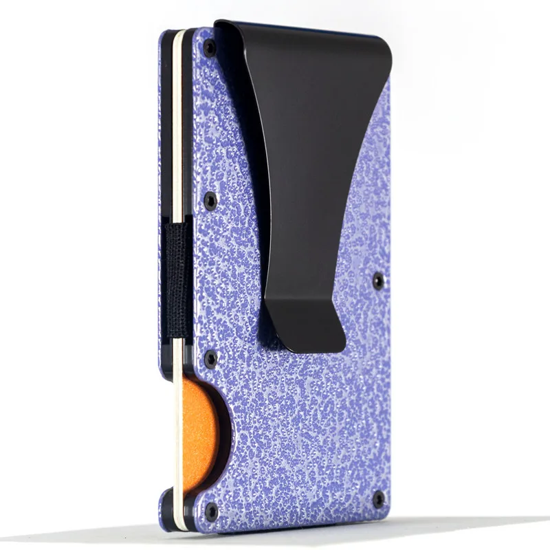 

light blue stone pattern aluminum alloy card holder with rfid blocking function creative wallet