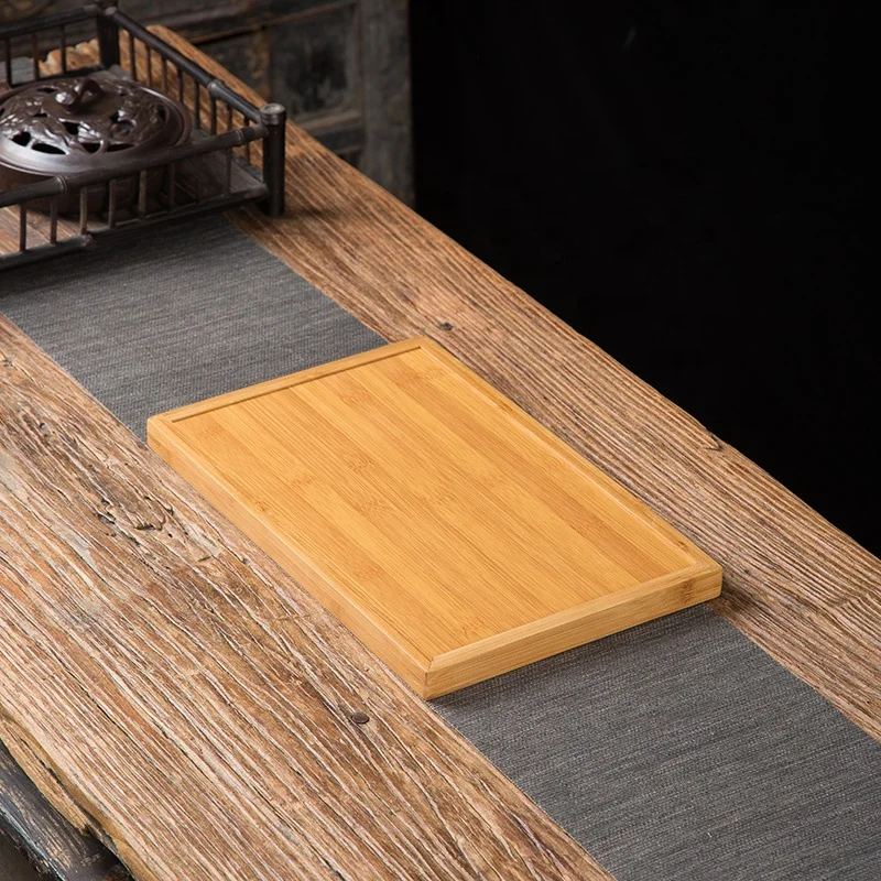 

Bamboo Rectangular Sushi Board for Japanese Restaurant Serving Tray with handle Cutting tray for Korean dinning room