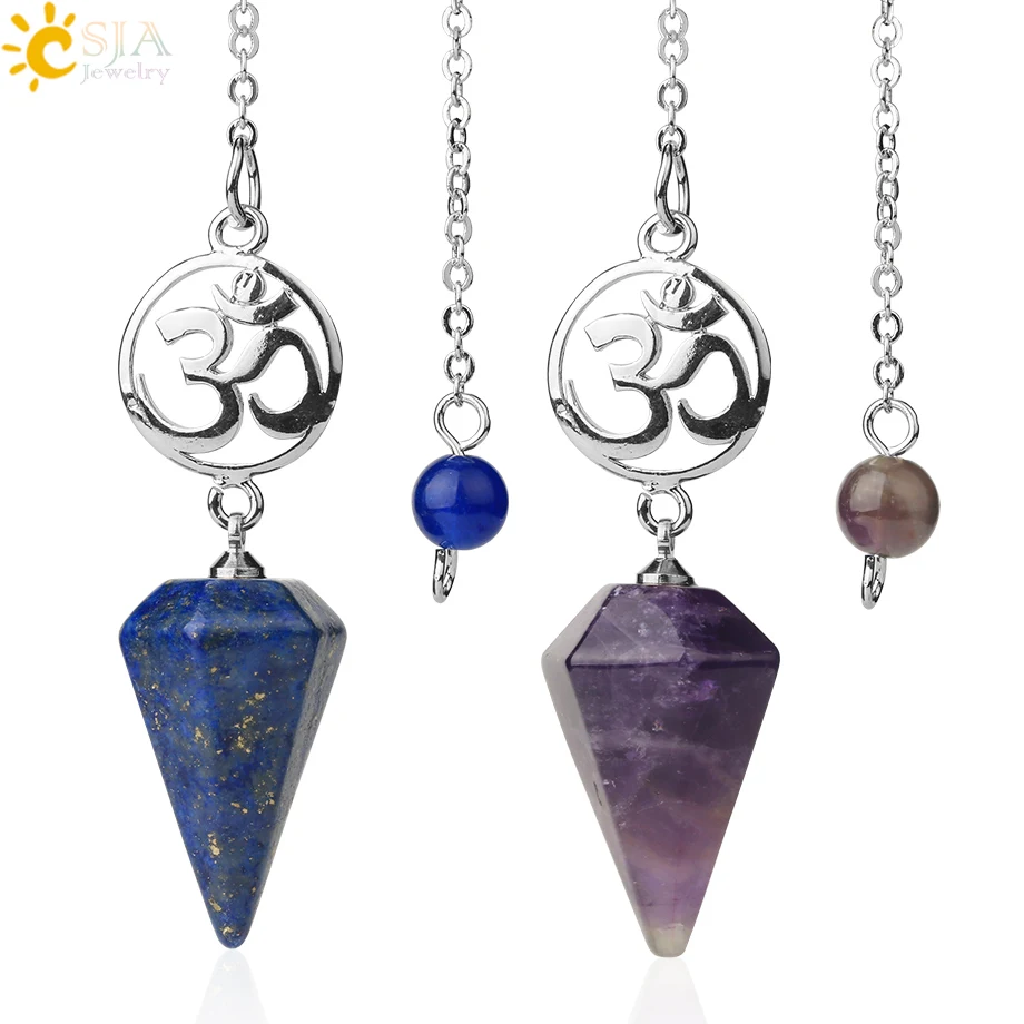 

CSJA healing reiki pendulum natural stone amulet crystal quartz pendant meditation hexagonal pendulums G720
