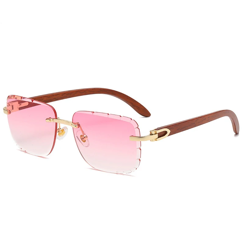 

2021 new fashion rimless women sunglasses brand designer retro sun glasses classic square gradient eyeglasses lunettes