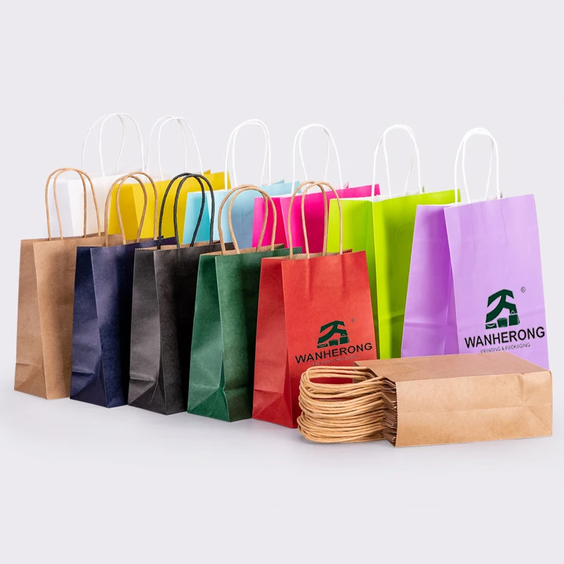 

Custom branded logo print luxury clothing gift shopping packaging large lattice brown paperbag with handle
