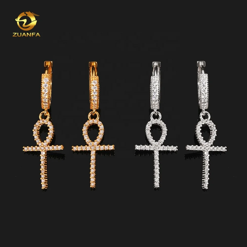 Wholesale Price High Quality Drop Earring Hoop Fashion Silver 925 Mens Moissanite Cross Earrings