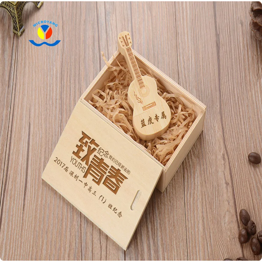 Wholesale custom logo rotating +box USB stick swivel wooden flash drive with 2gb 8gb custom design - ANKUX.COM