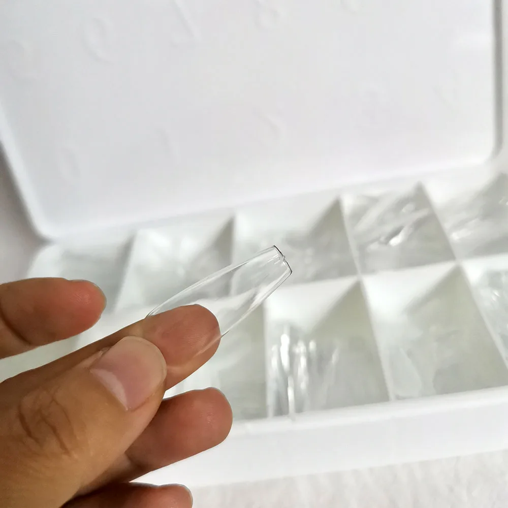 

Easy Fast Nail Extension Solution Cruelty Free Soft Gelly Type Coffin Short Nail Tips in Customized Logo Boxes, Clear