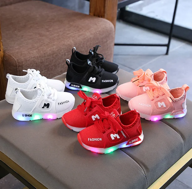 

kids children led light anti-slip sports shoes