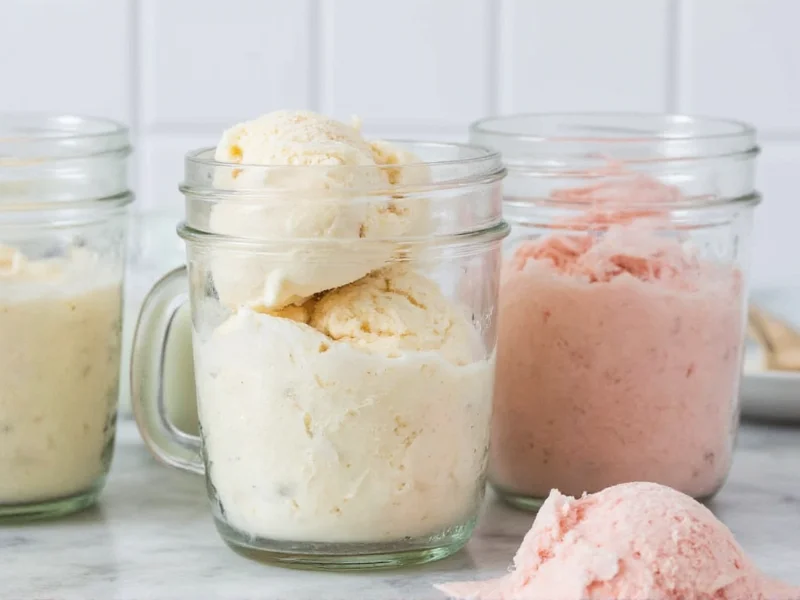 Mason jars storing homemade ice cream portions