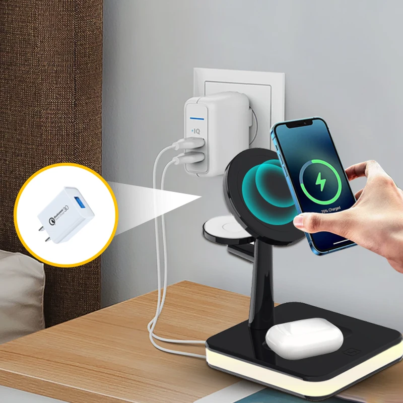 

Efficient Super Adsorption Portable Headphone 9V-2A White Magnetic Mobile Phone Wireless Charging For Iphone Wireless Charger