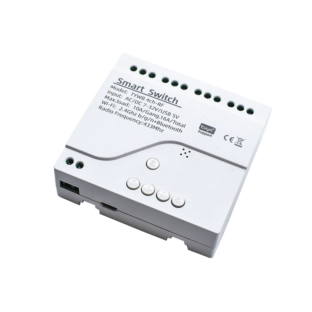 

Tuya Smart Remote Control Wifi wireless Switch Module 4CH DC AC 7V 12V 24V 32V Inching Self-locking RF Receive 10A Relays
