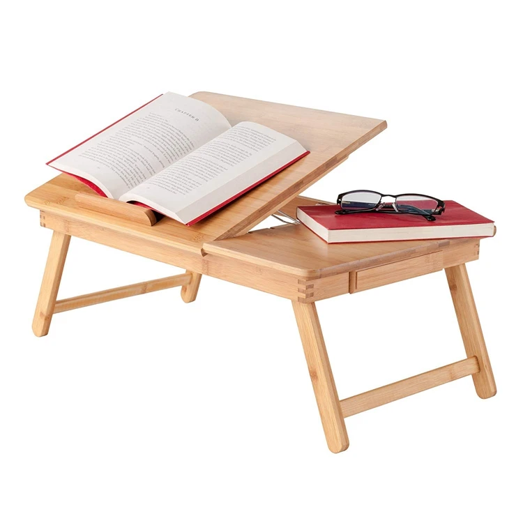 
Factory Wholesale Bamboo Foldable Laptop Computer Desk Space Saving 