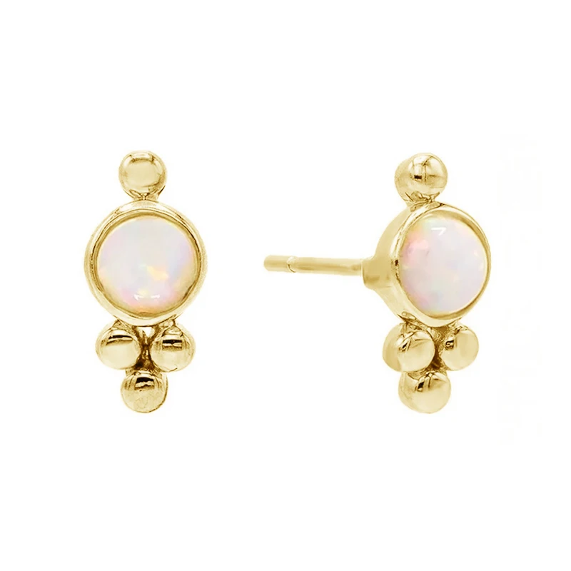 

classic gold plated earrings jewelry 925 sterling silver opal triangle pile stud earring for women