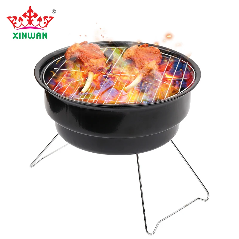 

Portable Charcoal Barbecue Grill Camping Fire Mini Kebab Teppanyaki Table Fondue Grill bbq for Outdoor kitchen, Black