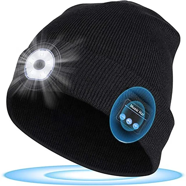 

Winter Hat Knitted wireless Beanie Earphone with LED lights for Promotions and Gifts