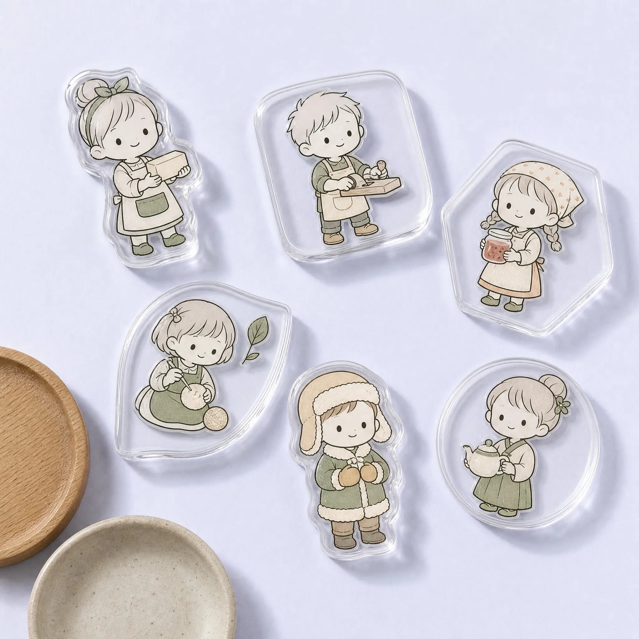 Multiple Acrylic Phone Grip Contour Frames: Butter Toast Cut, Woodworking Square, Jam Hexagon, Herbal Leaf Frame, Winter Earmuff Cut, Tea Ceremony Circle