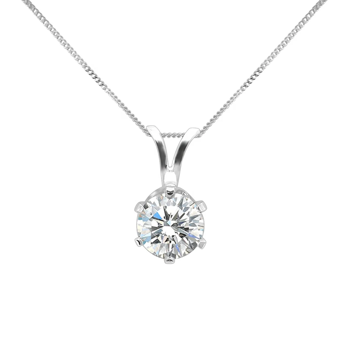 

2020 Classical style Necklace Gemstone Cubic Zirconia Jewelry 925 Sterling Silver In Round Shape CZ Pendant