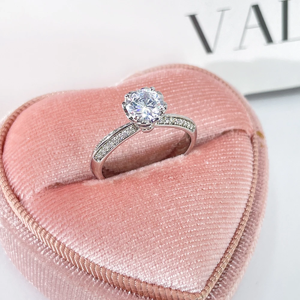 Diamond Cz Cubic Zirconia Gemstone Rings Unisex S925 Sterling Silver Engagement Wedding Anniversary Gift Platinum Plated