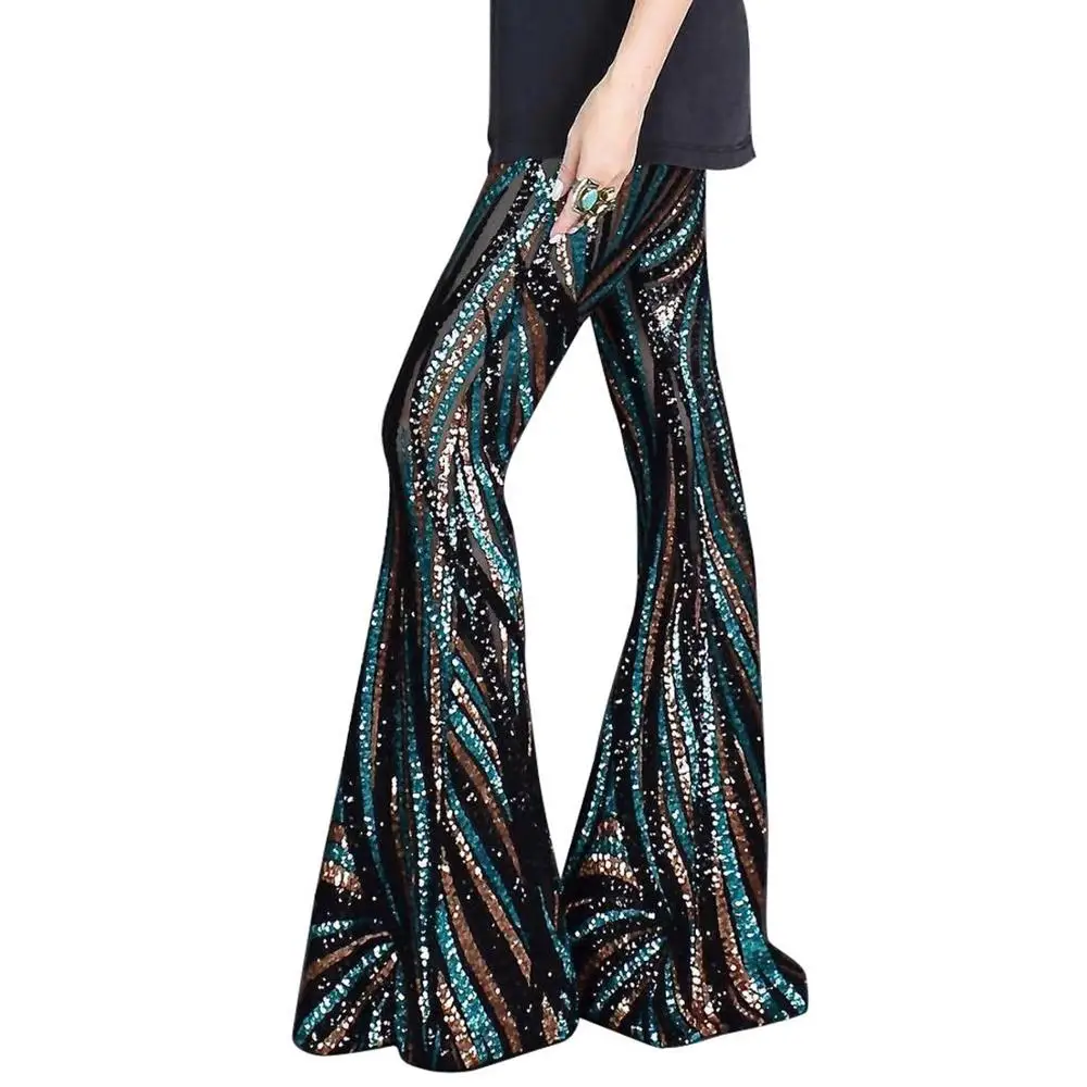 

Online Sale Wholesale bell bottom pants women sequin trousers, Multicolor