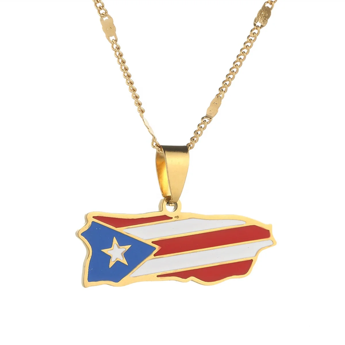 

Stainless Steel Trendy Enamel Puerto Ricans Map Pendant for Women Puerto Ricans Map Jewelry