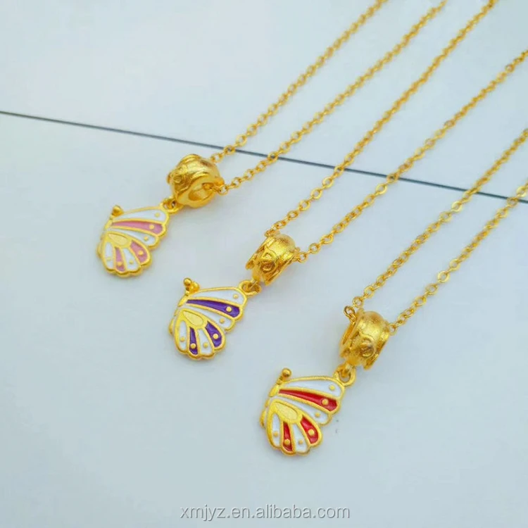 

HD0282 Gold Plated Pendant Butterfly Sun Flower Clavicle Chain Female Plated Gold Necklace Paint Color Pendant