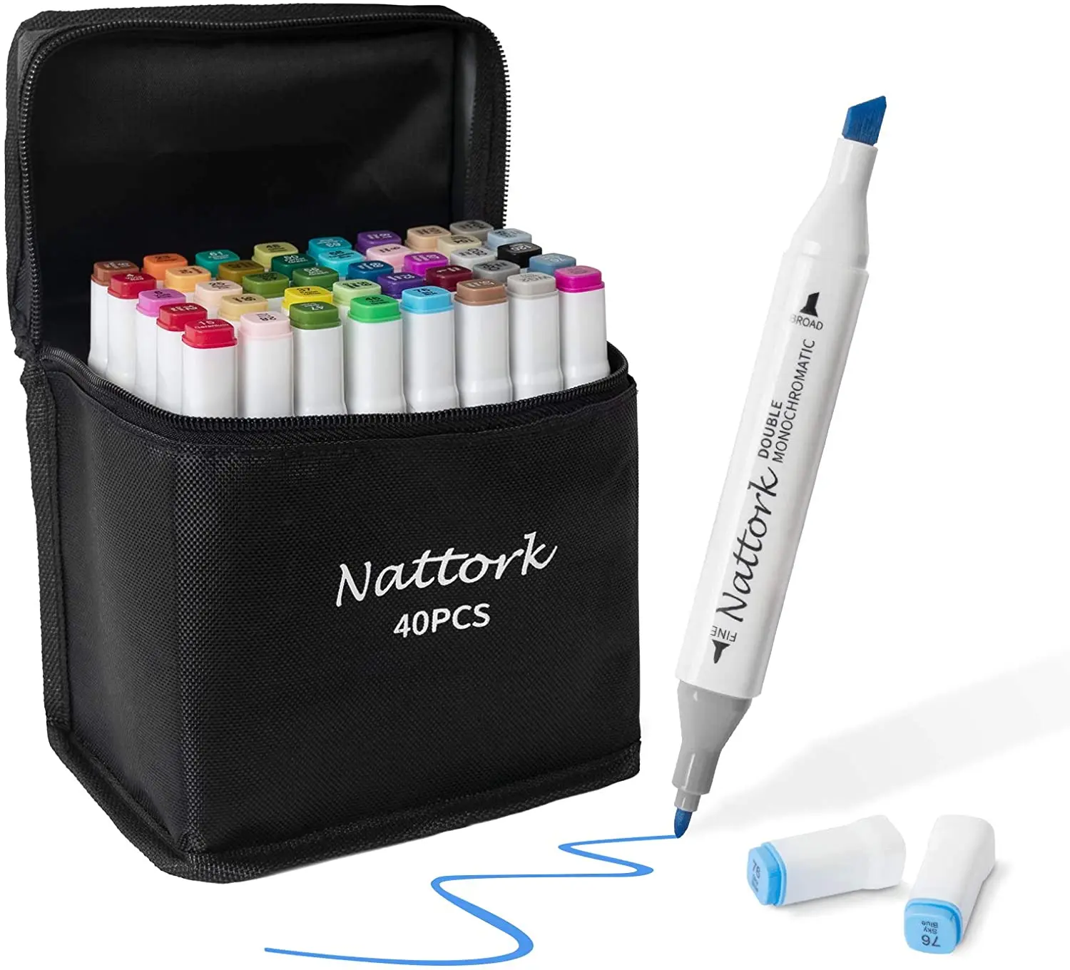 

Nattork Alcohol Markers,Color Dual Tip (Fine & Broad) Art MarkersComes w/ 1 Hook Line Pen, 1 Colorless Pen and Thick Packing