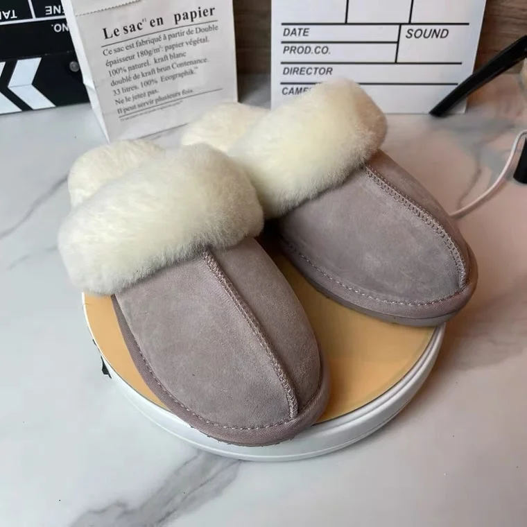 

OEM 2021 fashion new women's Slippers Australian 100% pure wool sheepskin fur soft and comfortable home shoes for ladies