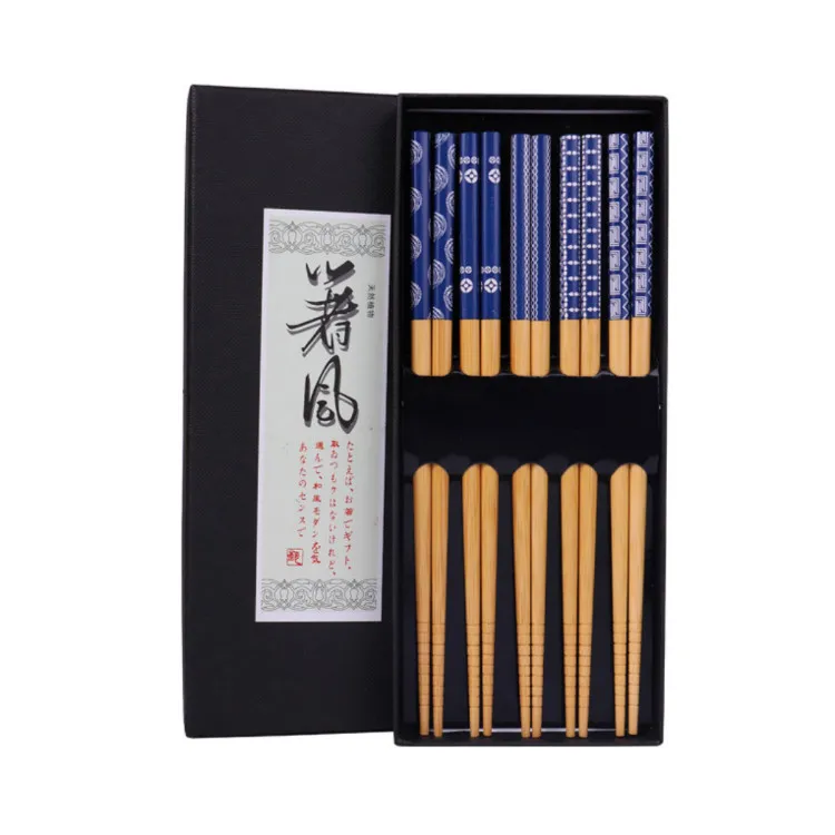 

custom logo print bamboo chopsticks gift set japanese customized reusable wood children personnal food chop sticks