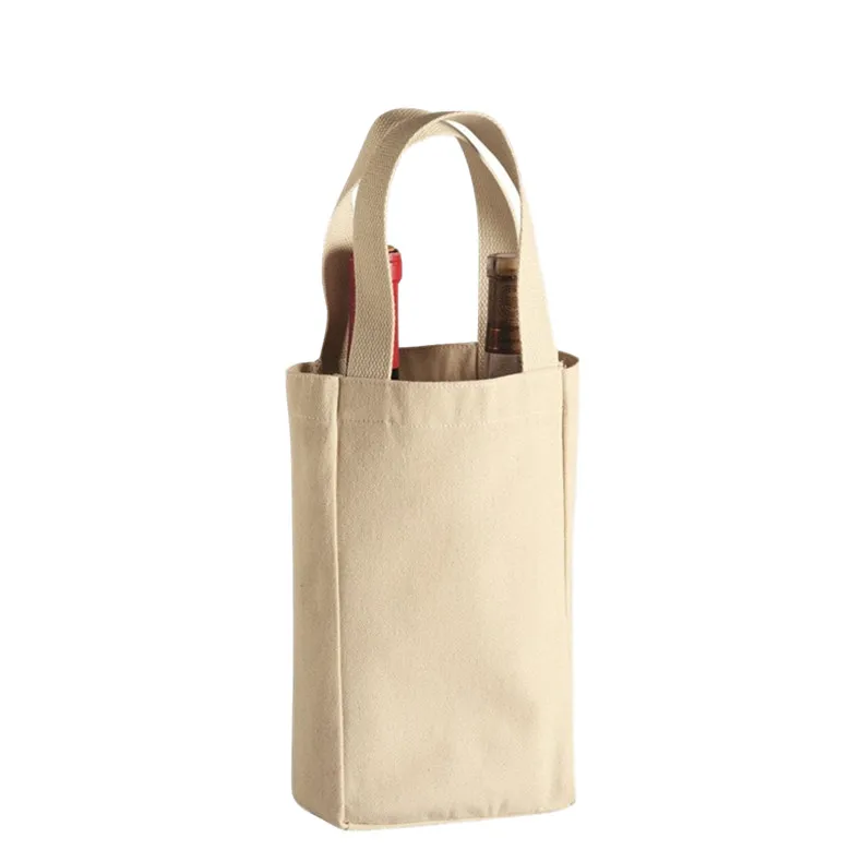 

shopping bottle grocery custom with logo canvas cotton wine bags, Customized color