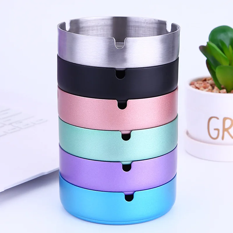 

Simple Stainless steel Outdoor Ashtray Custom Logo, Silver / green / blue / black / purple / pink