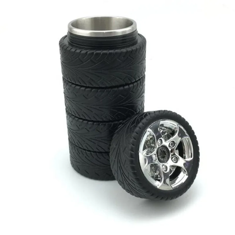 

320ML Thermos Cups Men Car Tire Shape Mug Water Flask Insulation Vacuum Cup Bottle Warmer New Travel Cupsl, Black