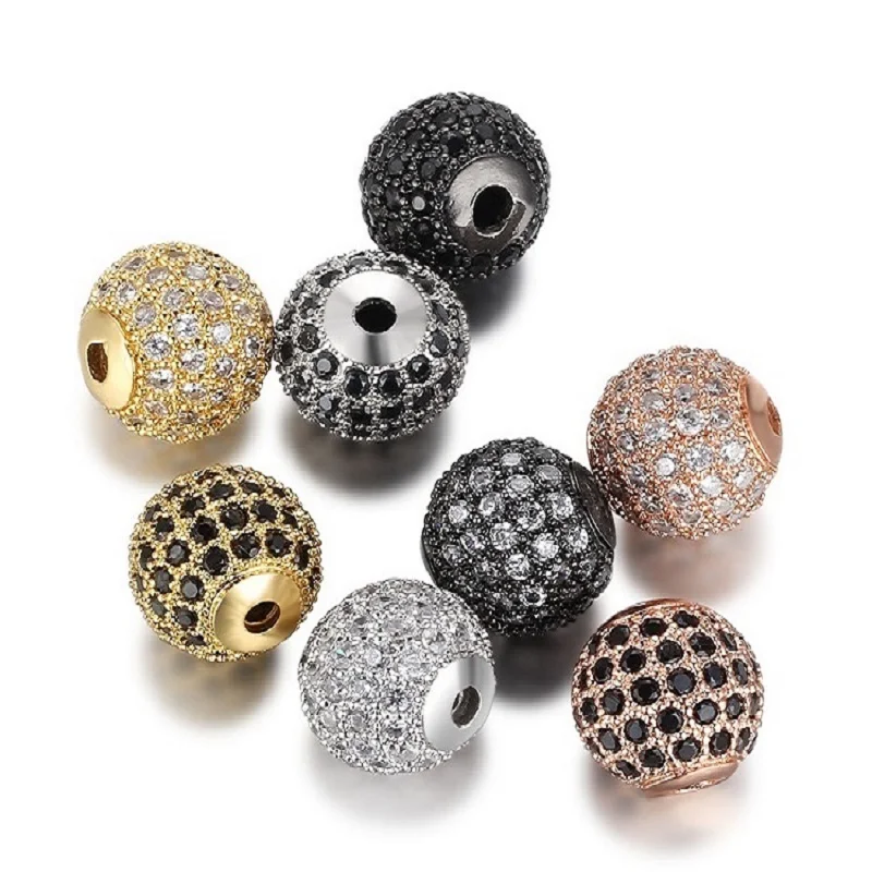 

I YOU WIN Jewelry DIY Cubic Zirconia Ball Beads Bracelet Connector Charms Beads for Jewelry Making Micro Pave CZ Ball Beads