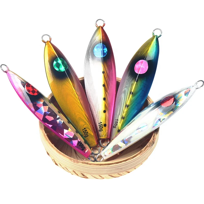 

Fishing lure saltwater 150g flat fall jig pesca lead jigging lure, 5 colors