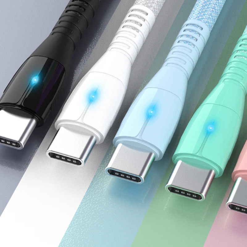 

WIK-YD Nylon Braided Glazing Molding High Quality Customize Logo Data Cable 1M Type c Android Fast Charge, Six colors