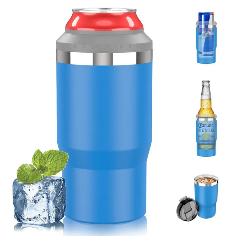 

Australian In Bulk 4 In 1 14oz 12oz Slim Can Cooler Stainless Steel Insulated Double Wall Skinny Beer Cooler Insulator Holder, Customized color