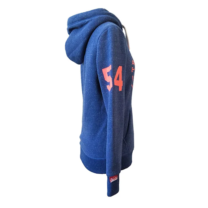 
OEM Anti-pilling Eco friendly Logo Printing Breathable Blue Ladies Snowheather Fleece Top Pullover Cropped Women Hoodies 