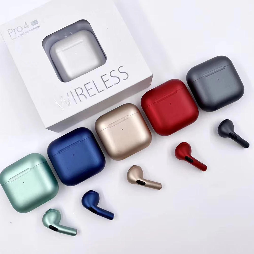 

Pro 4 Metal Color Macaron Tws Wireless Earbuds Metallic Inpods Earphones Pro4 Max Tws Wireless Ear Buds Headset Pk I12 Pro 3, White green red black