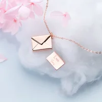 

Square envelope pendant temperament personality clavicle chain 925 silver letter necklace