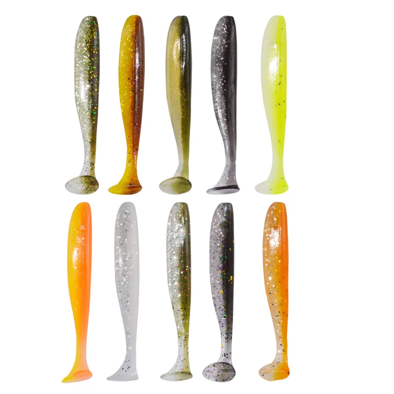 

AFISHLURE Worms Rubber 68mm 2.3g Soft Bait T tail Swimbait Fishing Lure Artificial Silicone Baits, 10 colors