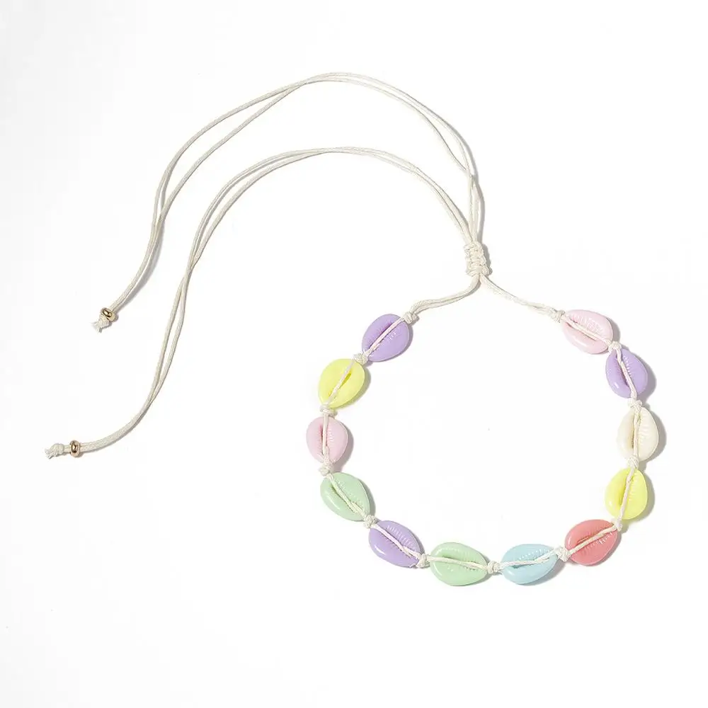 

Size Rope Chain 12pcs Colorful Imitation Shell Necklace Multicolor Shell Choker Necklace For Girls, Picture