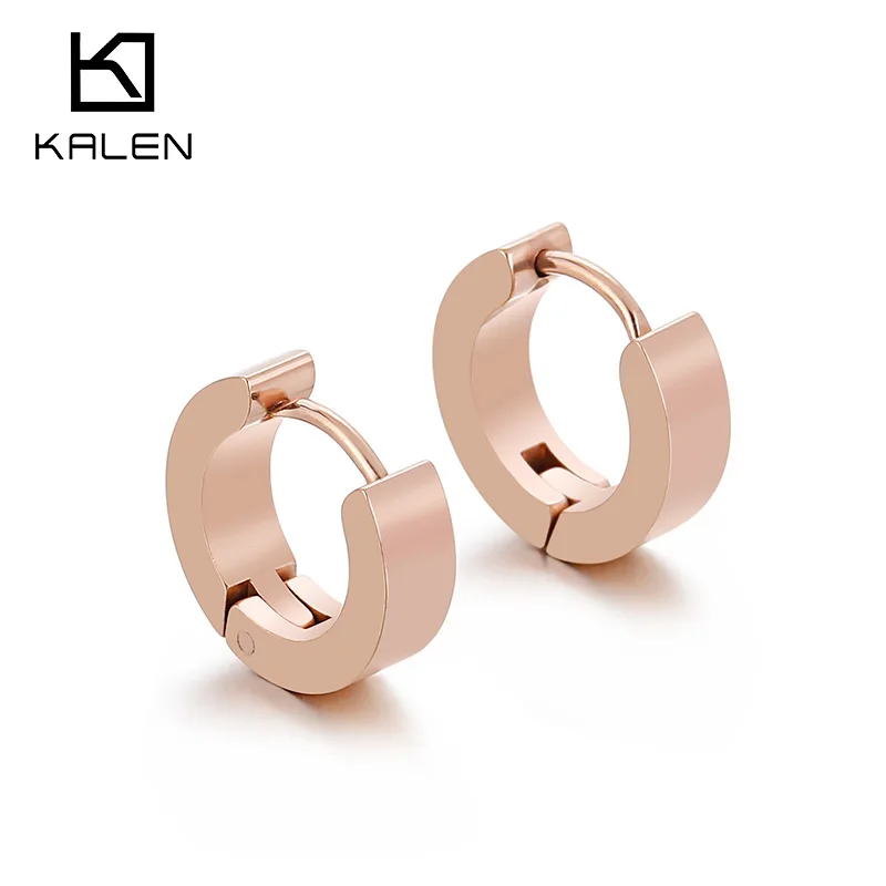 

2020 Simple Designs Amazon Hot Styles Earrings Jewelry Wholesale Statement Stainless Steel Huggie Earrings For Women, Silver/gold/rose gold/black
