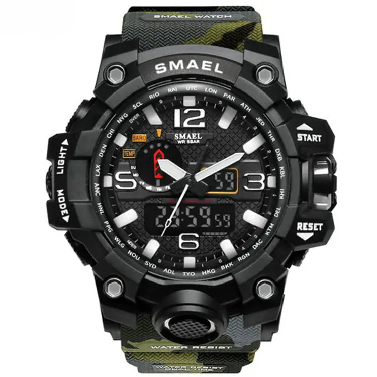 

Factory Price Fashion LED Digital and Quartz Military Smael 1545 Watches, 5 colors for choice