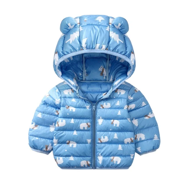 

Winter baby coat children down jacket baby boy girl cotton jacket baby lightweight clothes cute ears hooded padded, As picture