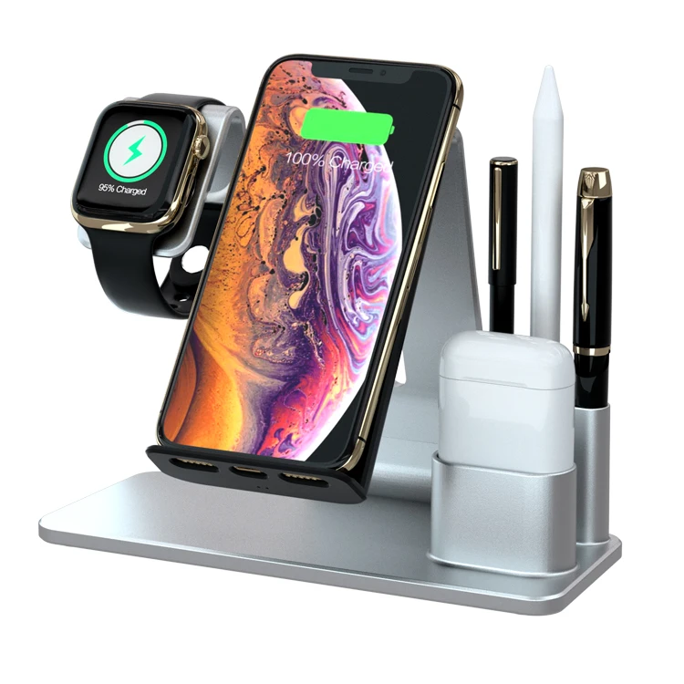 10W 3 in 1 QI Fast Wireless Phone Cordless Charger Dock Station for Apple Watch and Phone