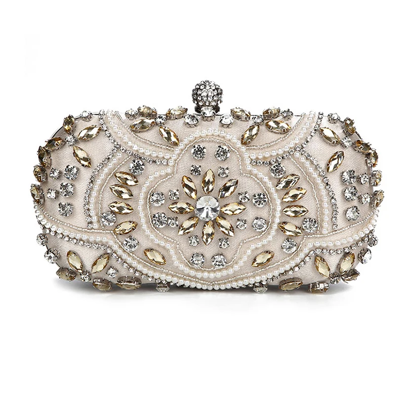 

Luxury Diamond Clutch Female Silver Clutch Bag for Women Wedding Clutch Purse Chain Handbag Shoulder Bag with Rhinestone CN;ZHE, Black,silver,pink,apricot