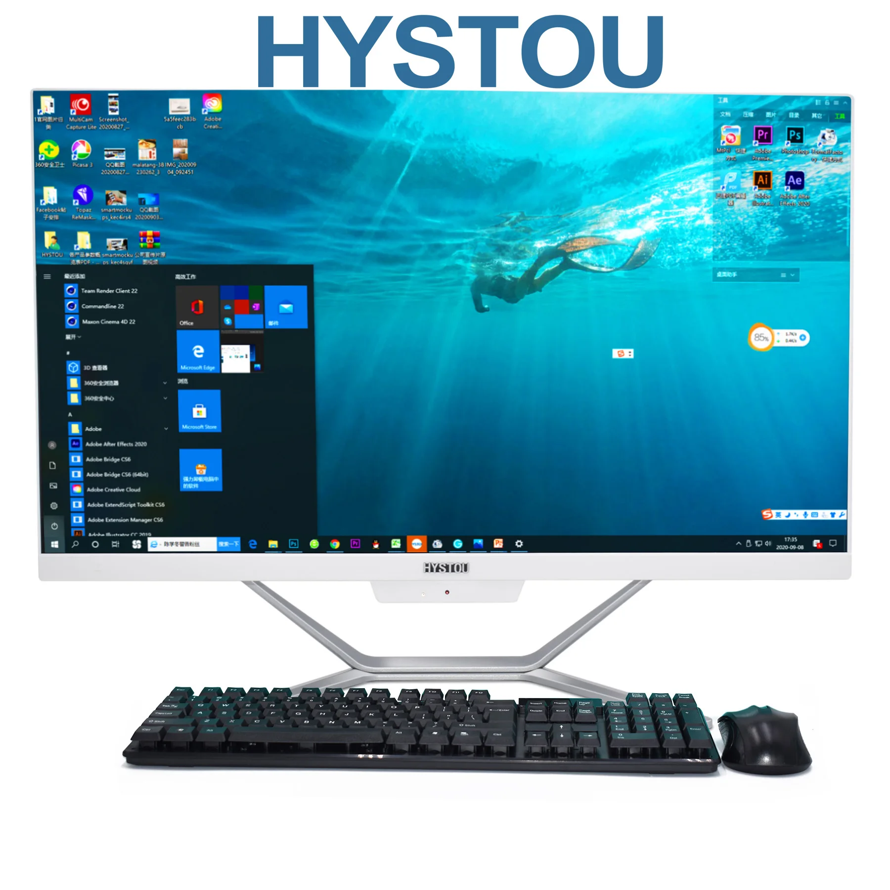 

HYSTOU Komputer Desktop Aio 4K Designer Studio All In One Computer Frameless All In One Pc Windows