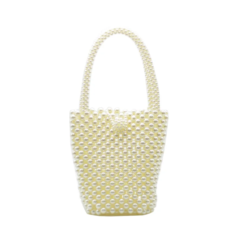 

Korea Fashion Luxury Top Quality Pearl Beaded Handmade Clutch Tote Bag Purse Bucket Pear Stone Purse Wedding Evening Handbag