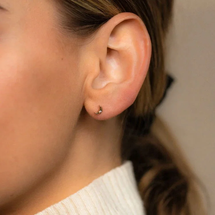 

Minimalist 925 Sterling Silver Star Moon Stud Earrings Delicate Tiny Dot Small Earring With Cz Crystal Cute Silver Fine Earrings