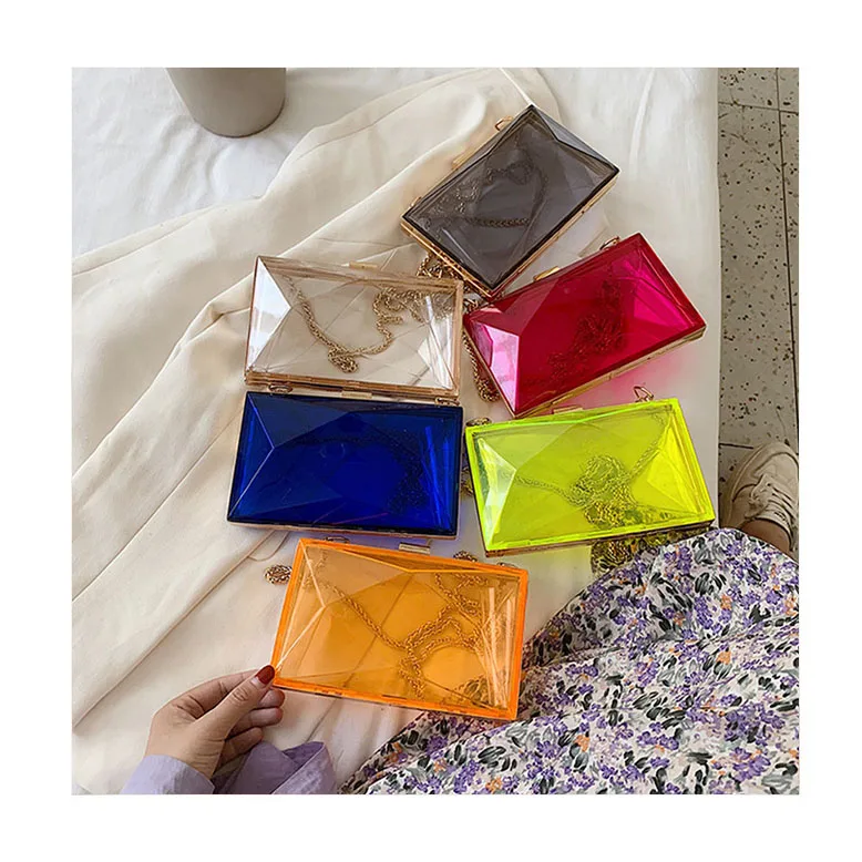 

Transparent Fashion Women Handbags Irregular Shape Clutch Purse Small Chain Evening Bag Party Clip Clear Jelly Crossbody Bags