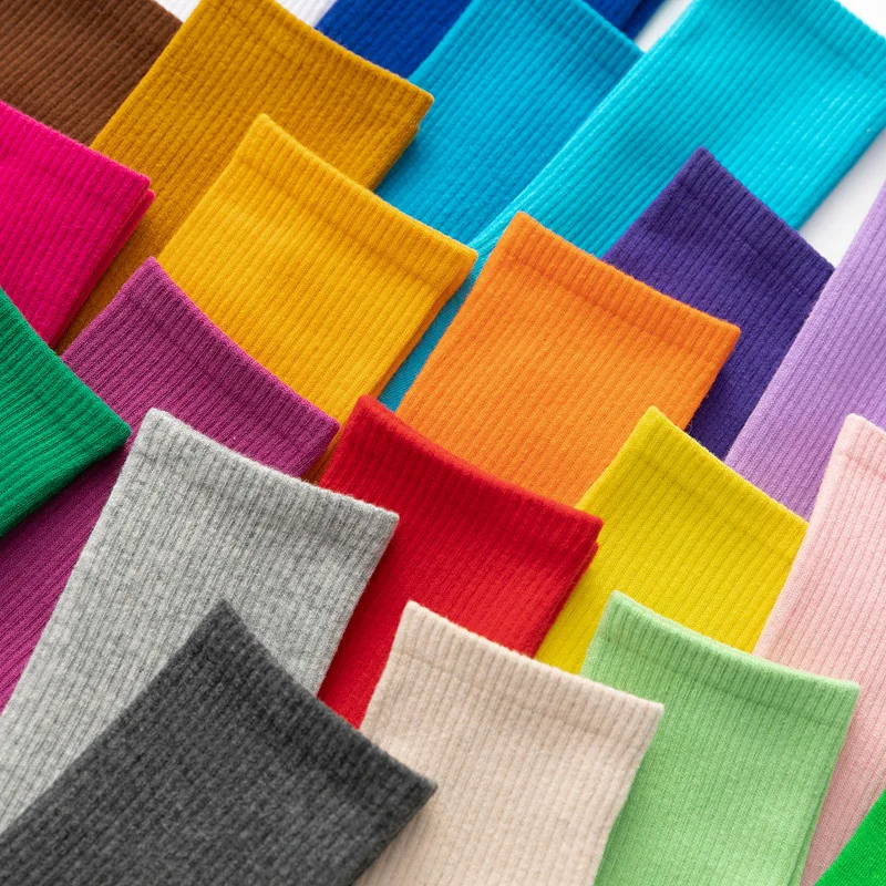 

100% Cotton Solid Color Support PrintLetters Sports Women Crew Socks