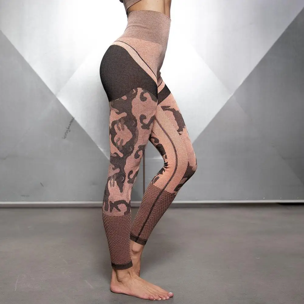 

High waist yoga gym wear peach hip running camouflage women leggins fitness sports pants